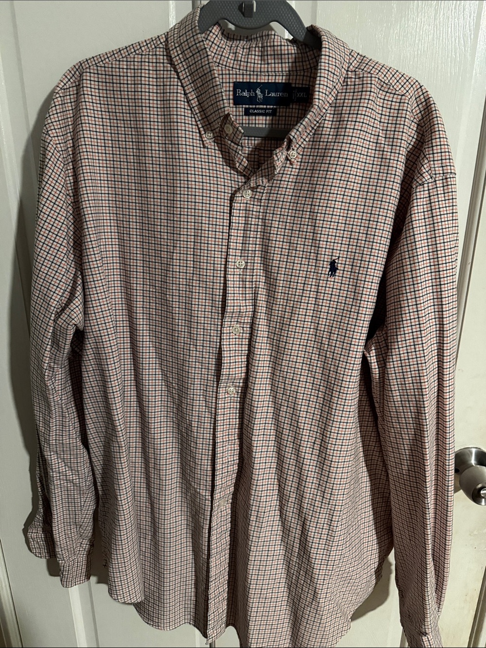 Ralph Lauren Long-Sleeve Button-Down Shirt in Pink and Navy Check